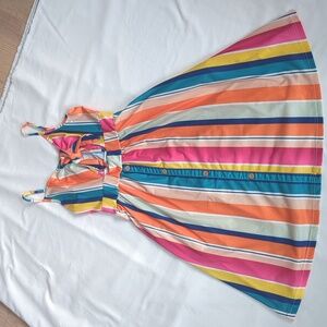 Colorful Adjustable Spaghetti Strap A-Line Cutout Dress w/ Pockets Size M